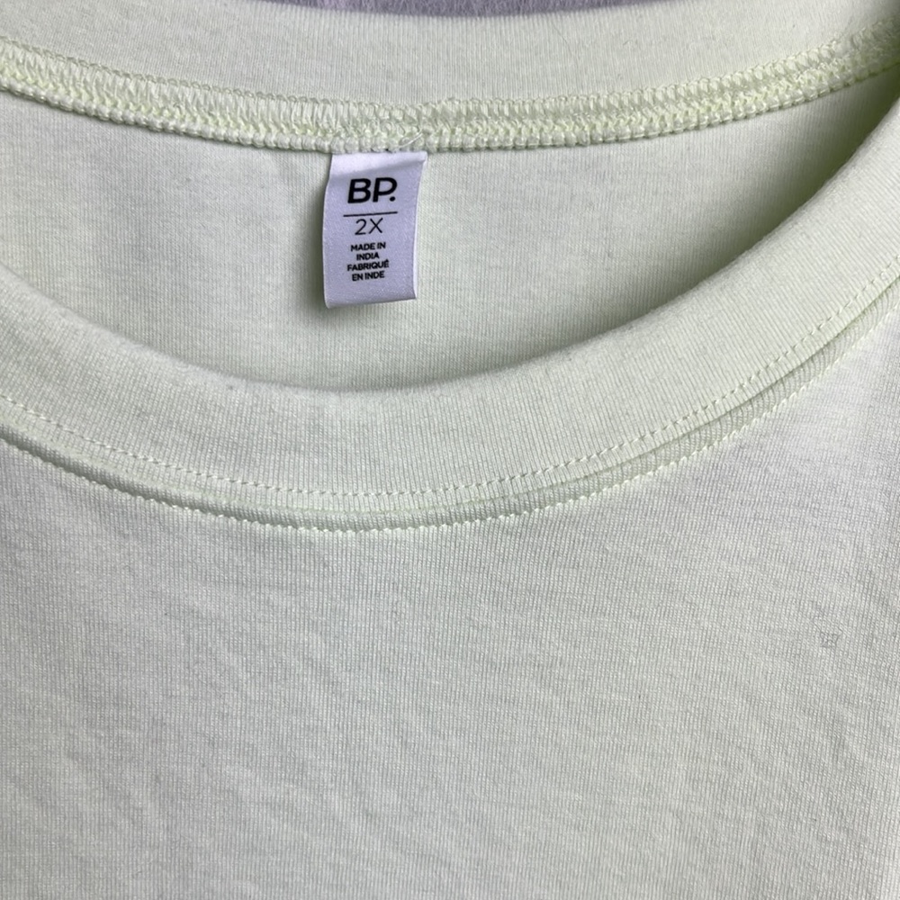 BP. Crop Lettuce Edge Organic Cotton Blend Tank in Green Limecream Size … - Picture 6 of 7